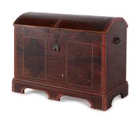 A Molded, Grain-Painted and Stencil-Decorated Pine Dome-Top Blanket Chest — Dated 1868