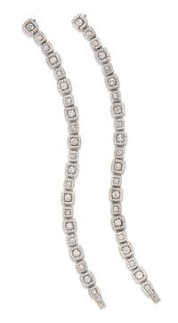 A Pair of White Gold and Diamond Convertible Bracelets, 27.90 dwts.