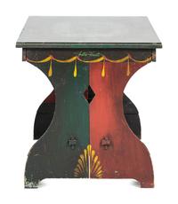 A Peter Hunt Paint-Decorated Dining Table and Benches