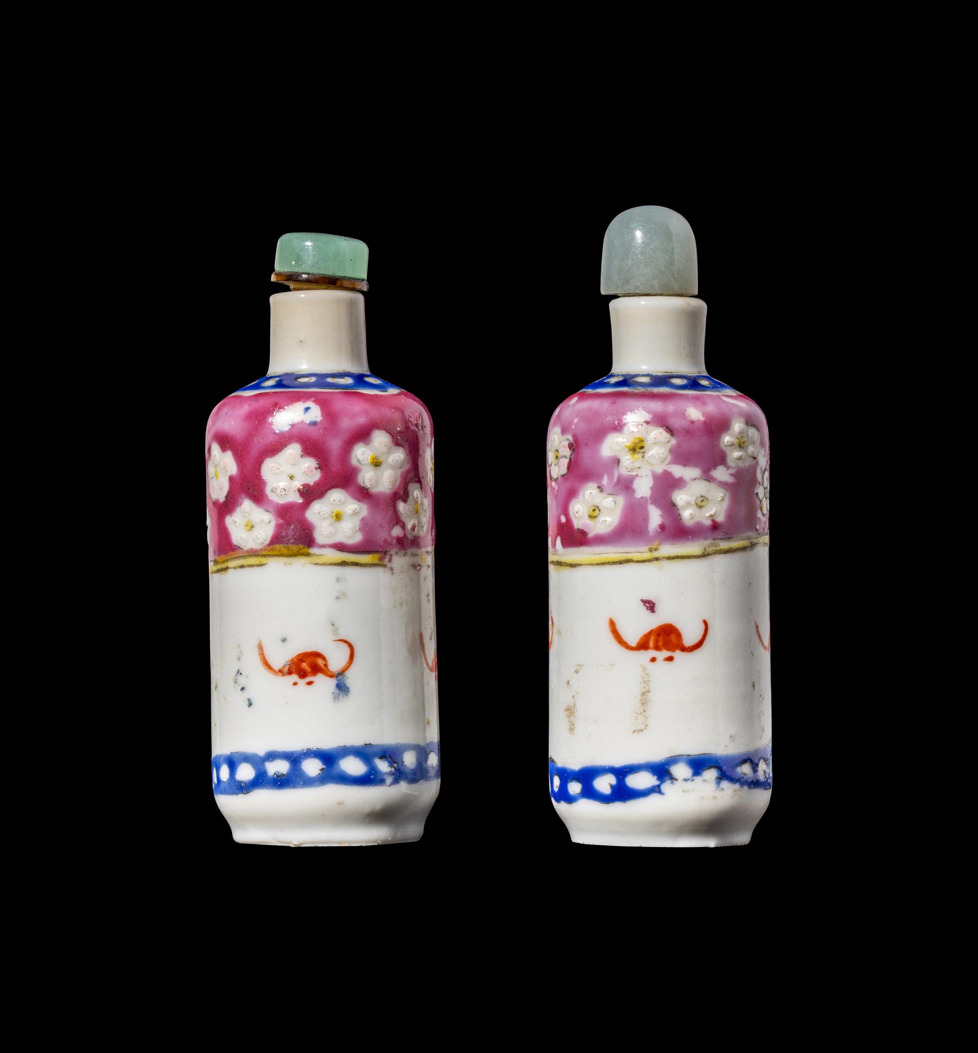 RELEASED TO MUSEUM - A Pair of Chinese Famille Rose Porcelain Snuff Bottles