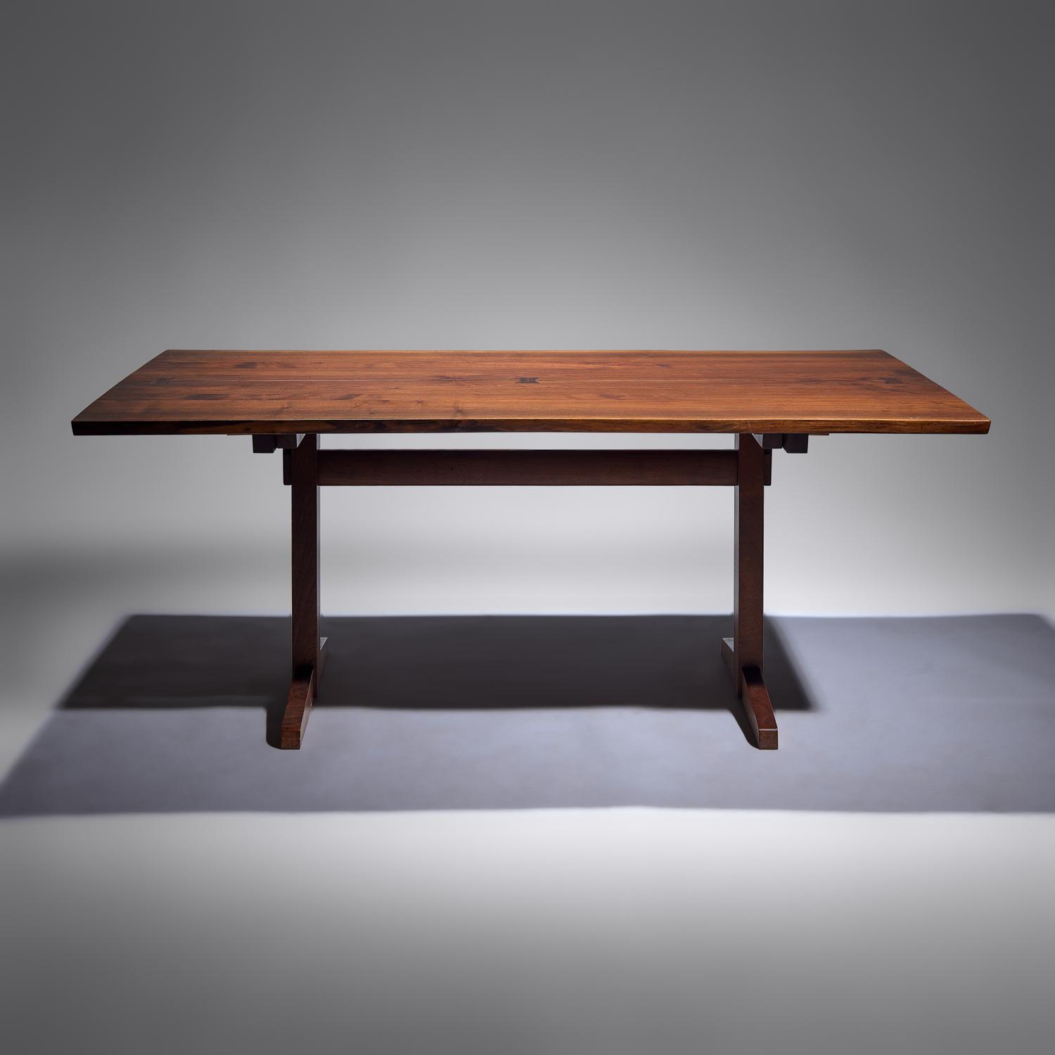 Trestle dining table with 3 butterfly joints, 1977