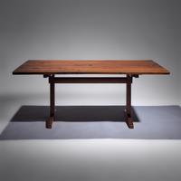 Trestle dining table with 3 butterfly joints, 1977