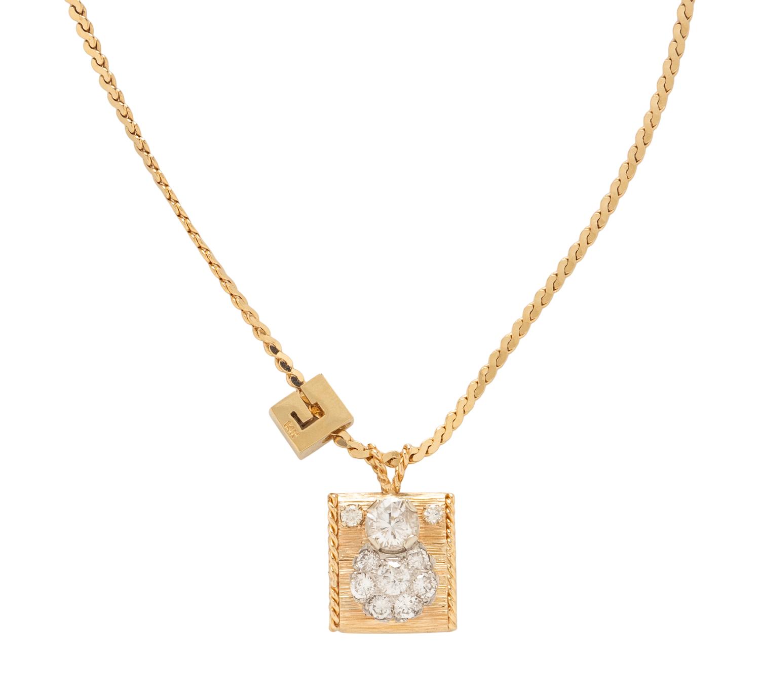 YELLOW GOLD AND DIAMOND PENDANT NECKLACE