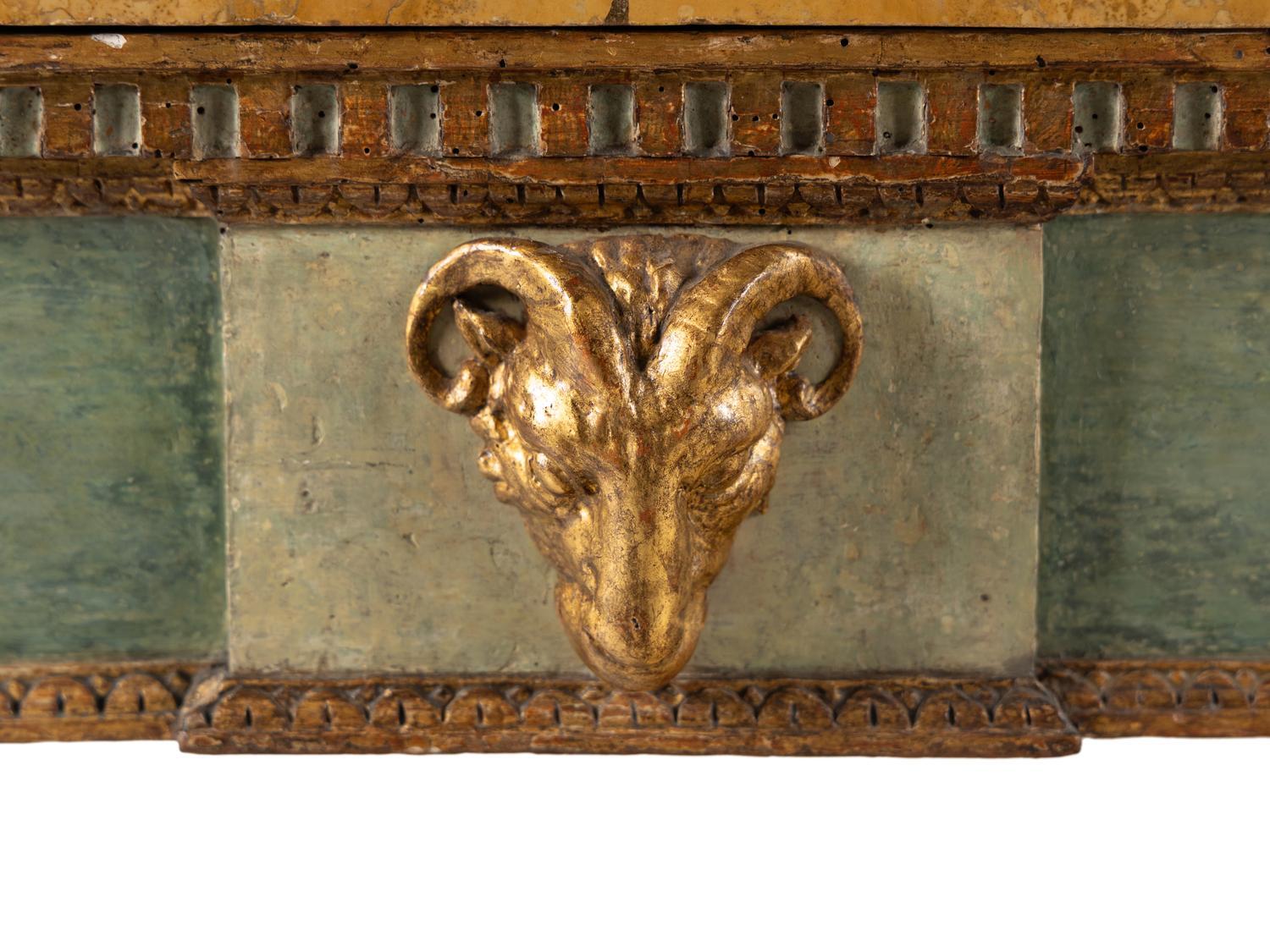 An Italian Painted and Parcel Gilt Console Table