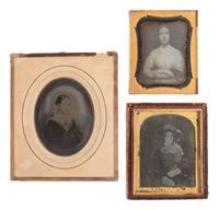 [EARLY PHOTOGRAPHY]. A group of 11 daguerreotypes of painted portraits highlighted by a pair of half plate images by Cowden of Wheeling, VA, including: