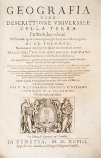 PTOLEMY, CLAUDIUS. Geografia cio descrittione universale della terra...Venice, 1598. 2 parts in one. With 63 maps.