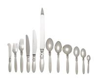 A Georg Jensen Cactus Silver Flatware Service