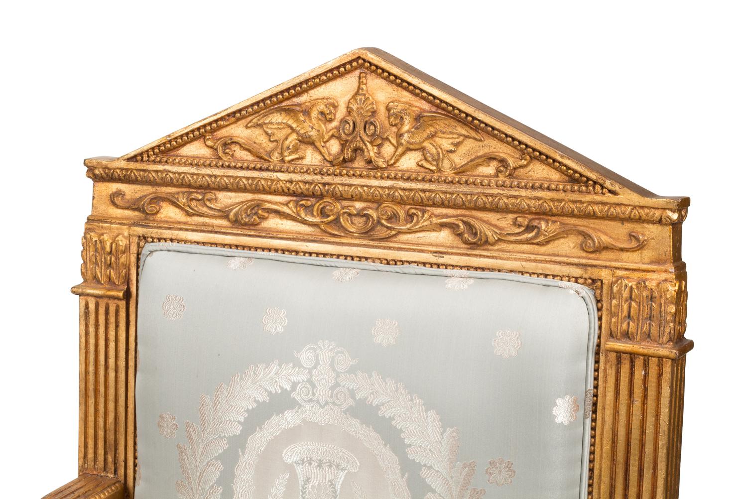 A Pair of Empire Style Giltwood Armchairs