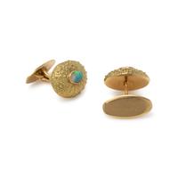 TONY WHITE, YELLOW GOLD AND OPAL CUFFLINKS