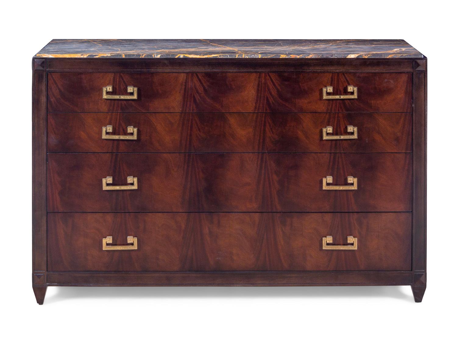 A Mahogany Chest of Drawers with a Stone Top