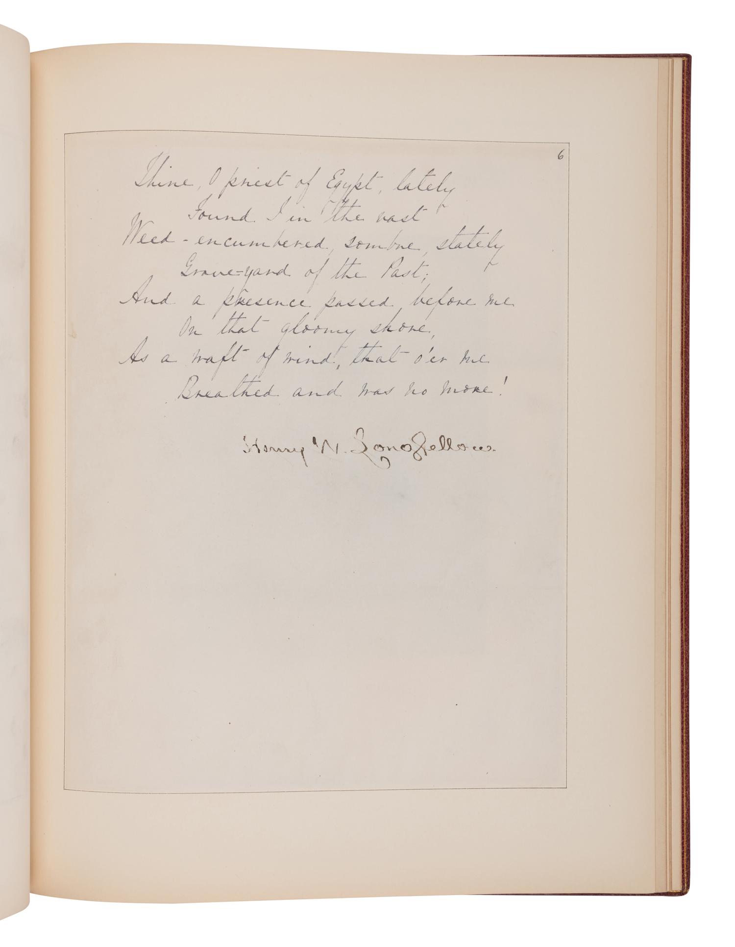 LONGFELLOW, Henry Wadsworth (1807-1882). Autograph poetic manuscript signed ("Henry W. Longfellow"), the printer's fair copy of "Hermes Trismegistus", Cambridge, MA, January 1882.