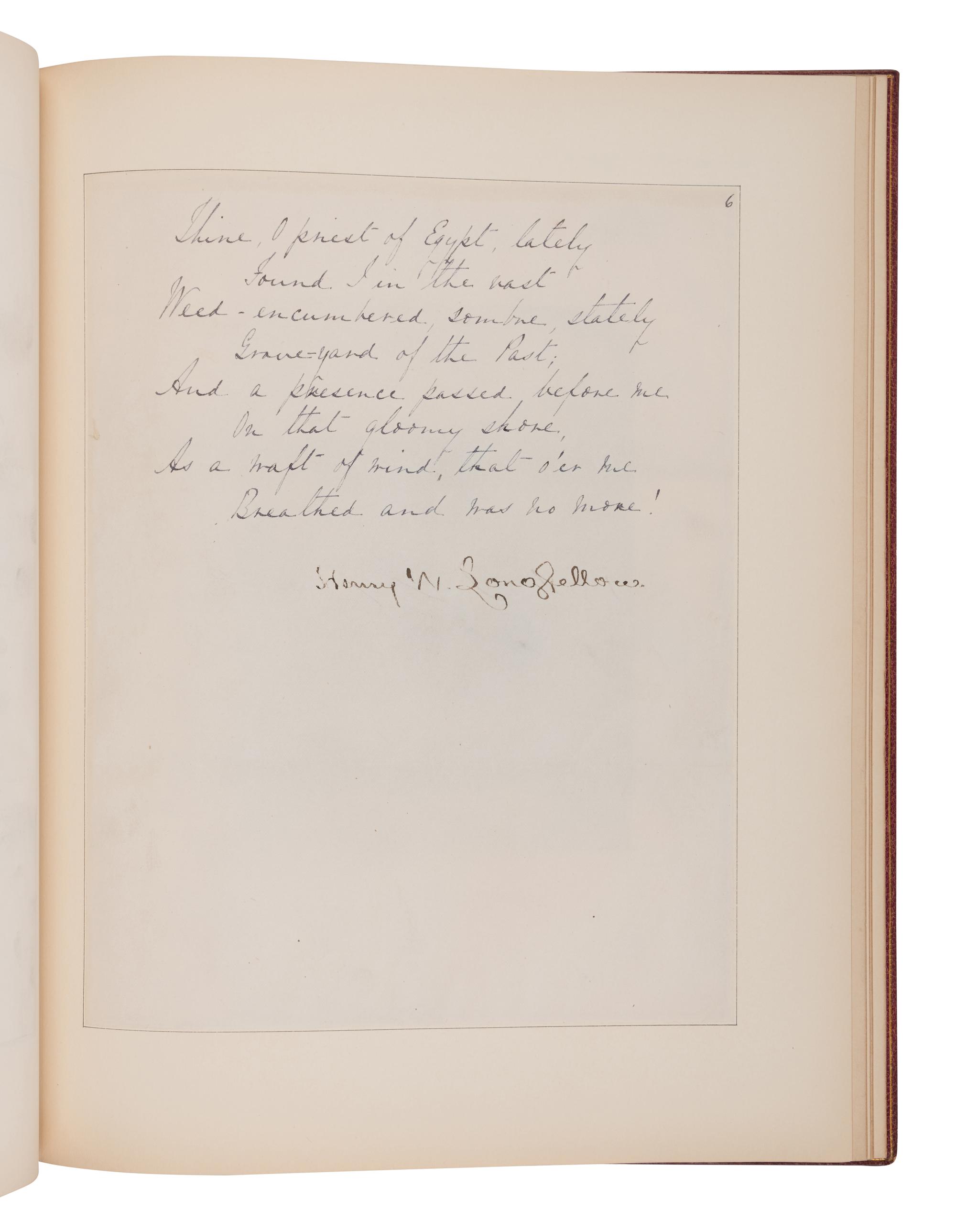LONGFELLOW, Henry Wadsworth (1807-1882). Autograph poetic manuscript signed ("Henry W. Longfellow"), the printer's fair copy of "Hermes Trismegistus", Cambridge, MA, January 1882.