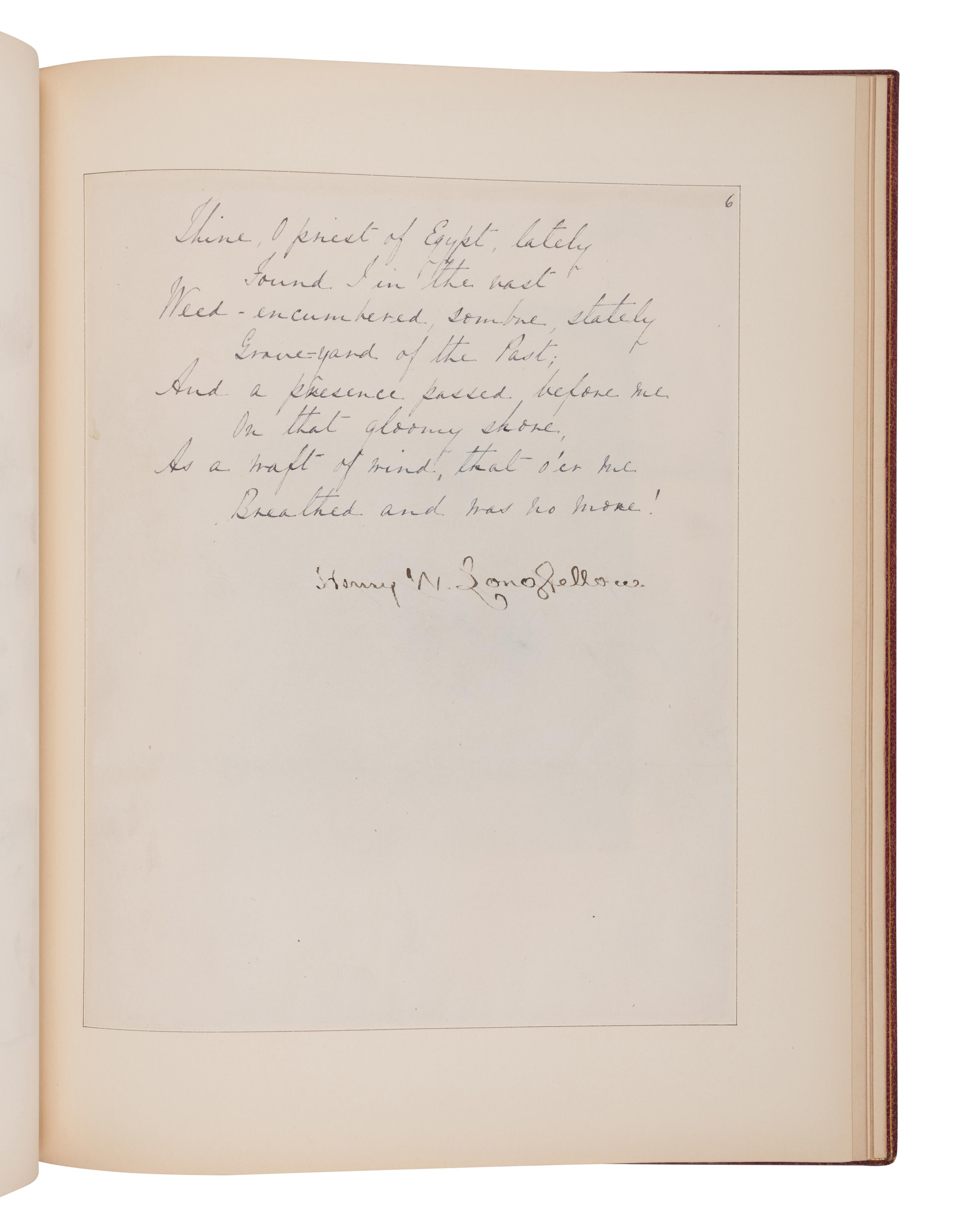 LONGFELLOW, Henry Wadsworth (1807-1882). Autograph poetic manuscript signed ("Henry W. Longfellow"), the printer's fair copy of "Hermes Trismegistus", Cambridge, MA, January 1882.