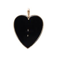 YELLOW GOLD, ONYX AND DIAMOND HEART PENDANT
