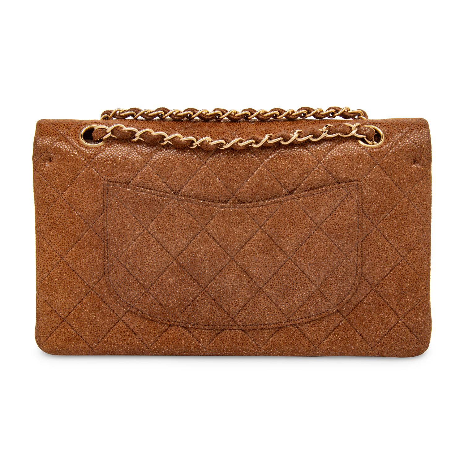 Chanel, Medium Classic Flap Bag in Tan Coated Suede