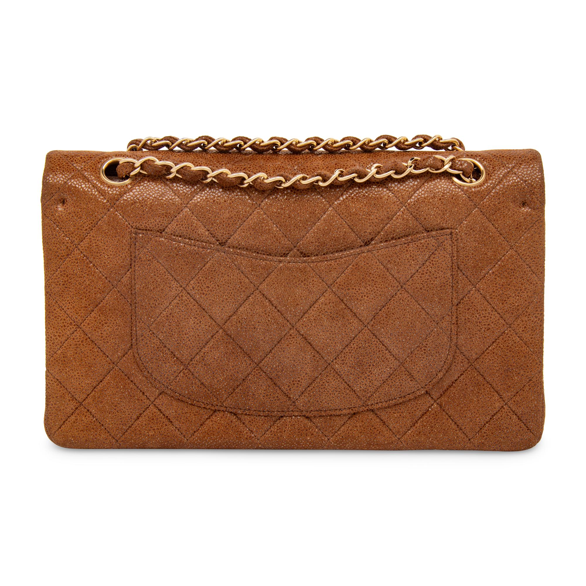 Chanel, Medium Classic Flap Bag in Tan Coated Suede