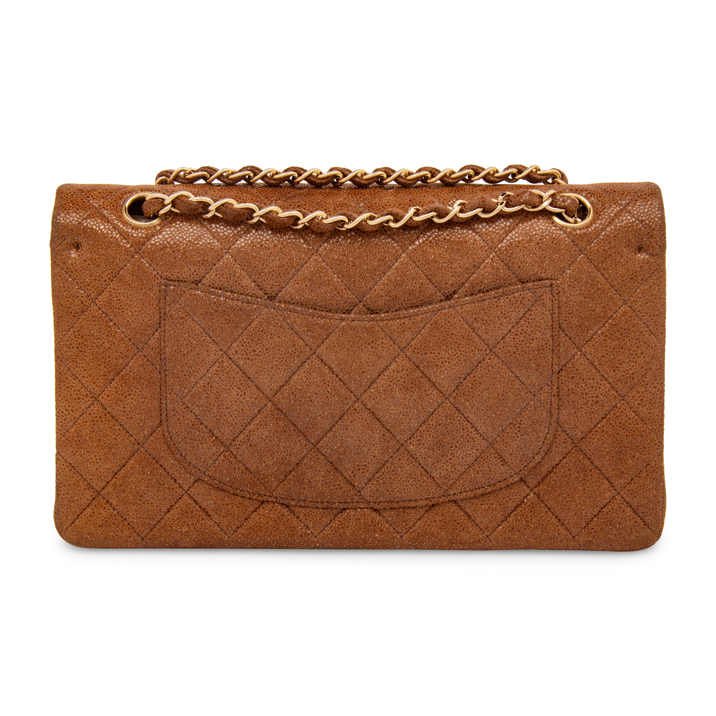Chanel, Medium Classic Flap Bag in Tan Coated Suede