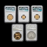 A 1995-W Gold and Silver Eagle 5 Coin Proof Set [NGC PF70 Ultra Cameo: John Mercanti Signed Labels]