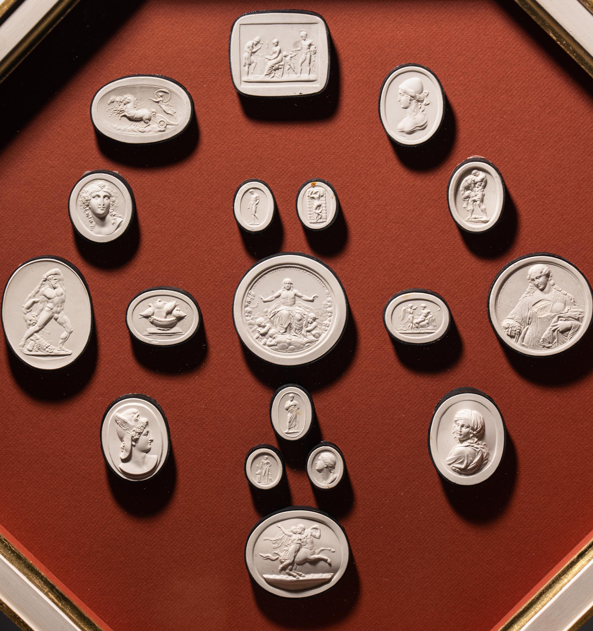 Four Framed Groups of Grand Tour Plaster Intaglios