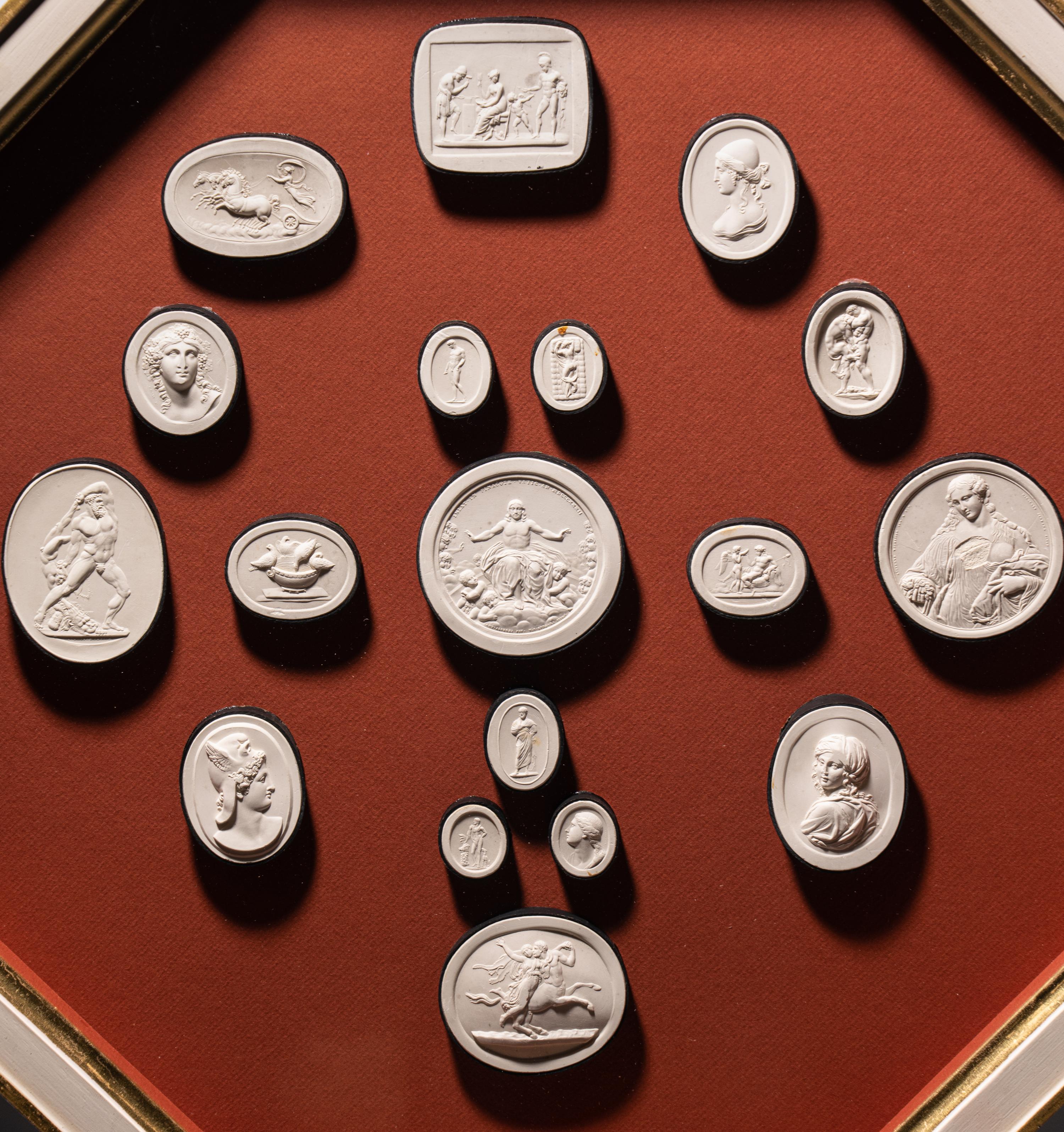 Four Framed Groups of Grand Tour Plaster Intaglios