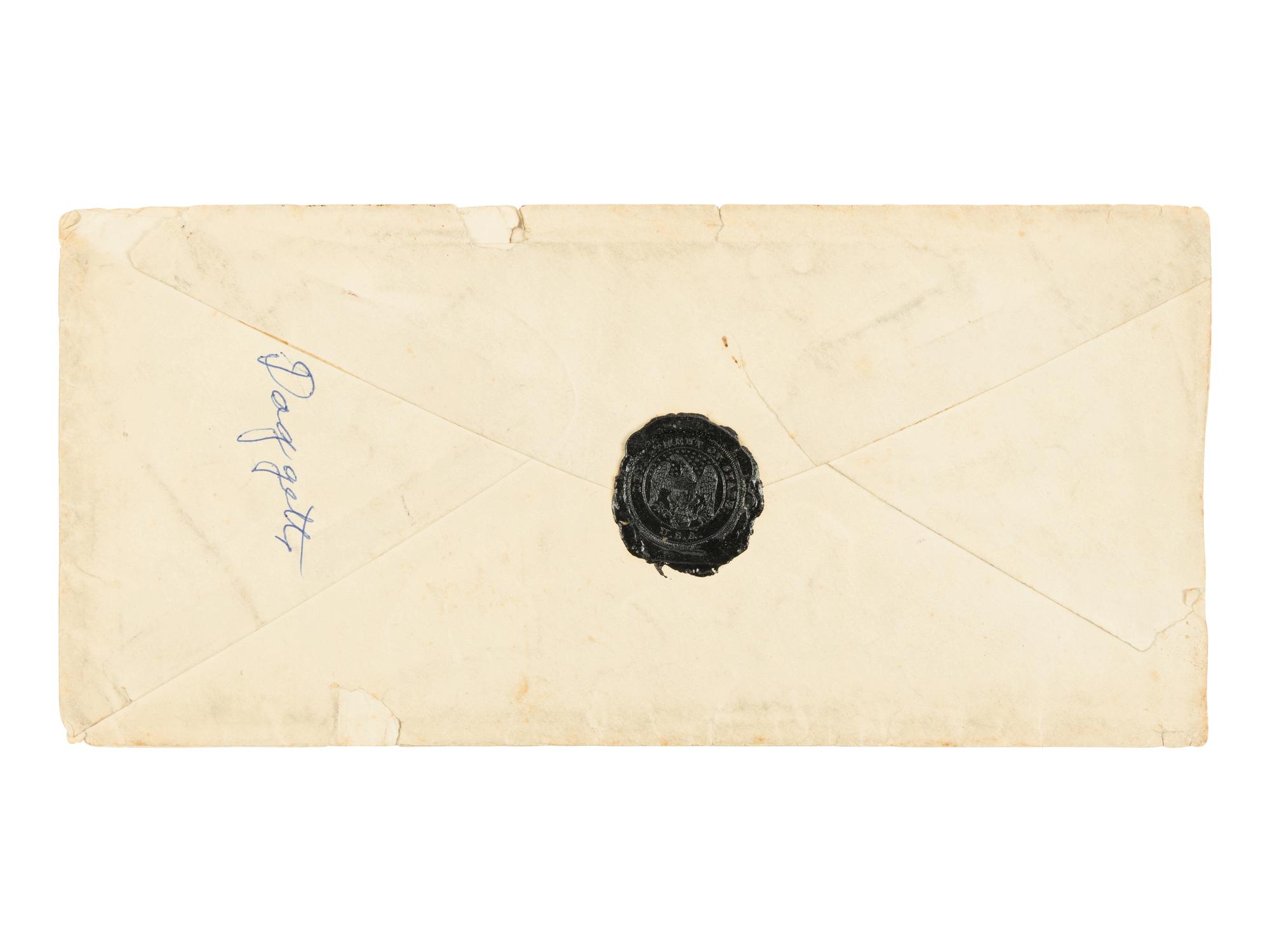 [LINCOLN ASSASSINATION]. DAGGETT, Albert J. (b. ca. 1846). Autograph letter, signed ("Dag") to Miss Julie Trumen. Washington, D.C., 10 AM, 15 April 1865.