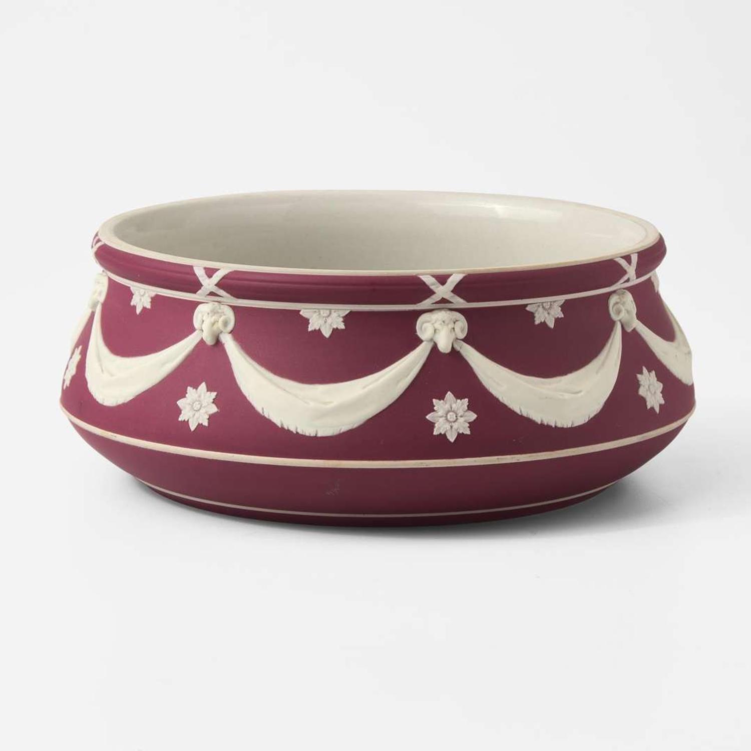 A Wedgwood Crimson Dip Jasperware Salad Bowl UK, circa 1910