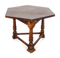 An Italian Baroque Style Walnut Hexagonal Table on Tripartite Base — 19TH CENTURY