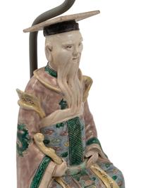 A Pair of Chinese Porcelain Figures Mounted as Lamps