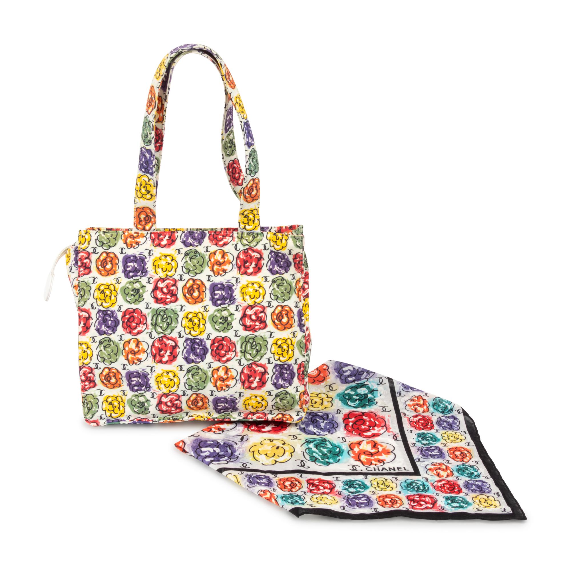 Chanel Printed Fabric Handbag with Matching Scarf, 1997-99