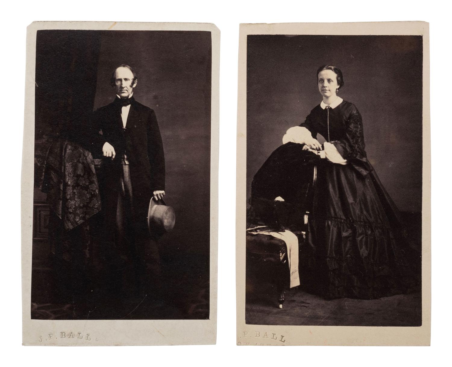 [ENSLAVEMENT & ABOLITION]. BALL, James Presley (1825-1904). A group of 2 CDVs, incl. portrait of abolitionist Wendell Phillips.