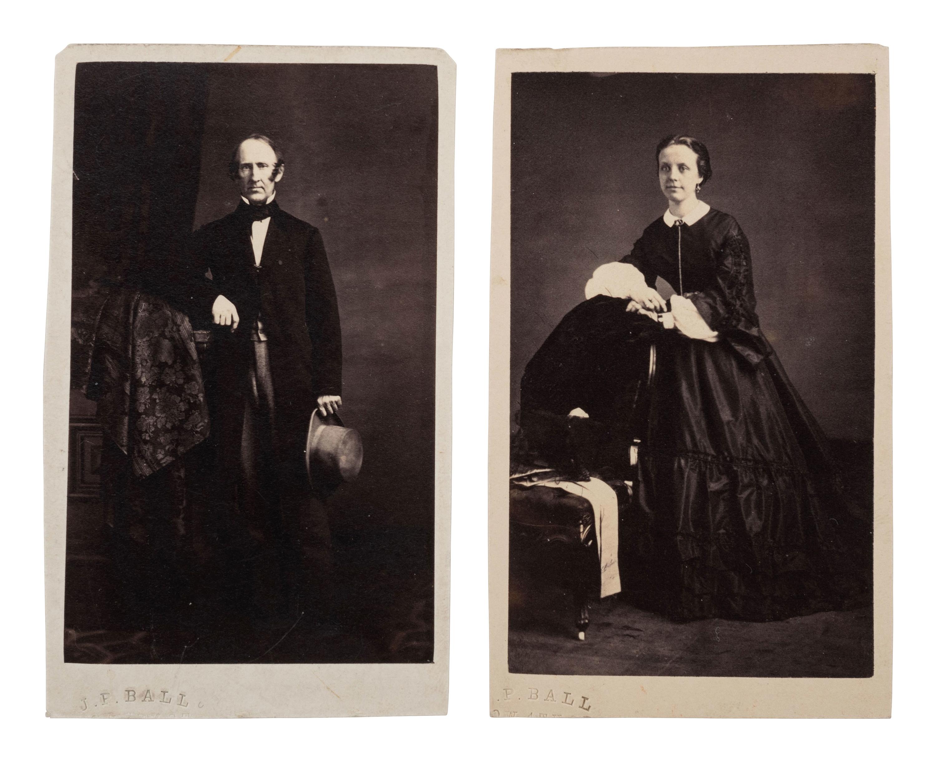 [ENSLAVEMENT & ABOLITION]. BALL, James Presley (1825-1904). A group of 2 CDVs, incl. portrait of abolitionist Wendell Phillips.