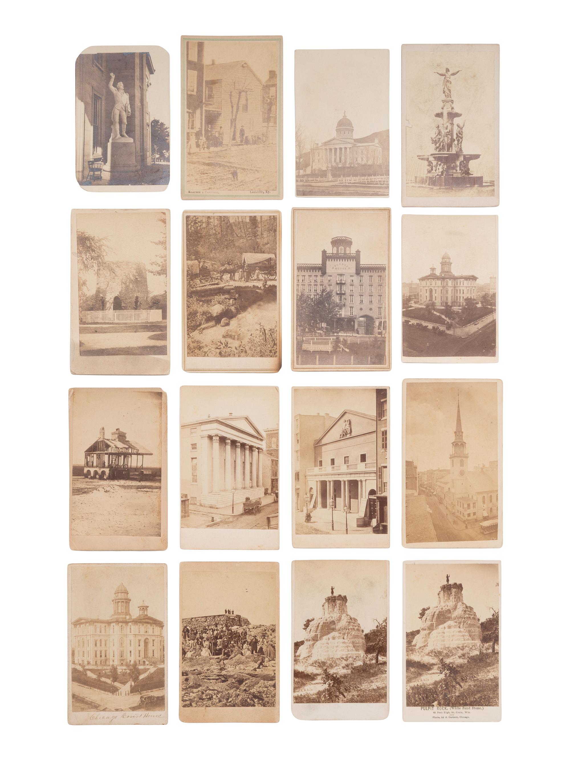 [EARLY PHOTOGRAPHY]. An assortment of 45 CDVs taken outdoors, incl. many prominent structures.
