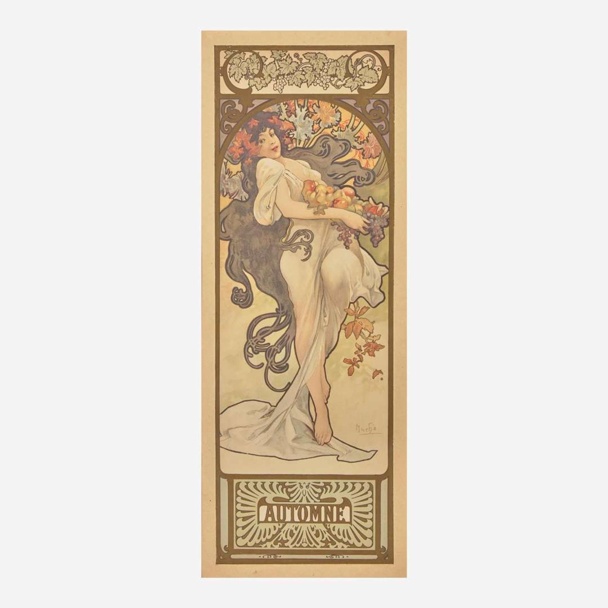Alphonse Mucha (Czech, 1860–1939) Automne; together with Hiver from 'Les Saisons' (A Pair)