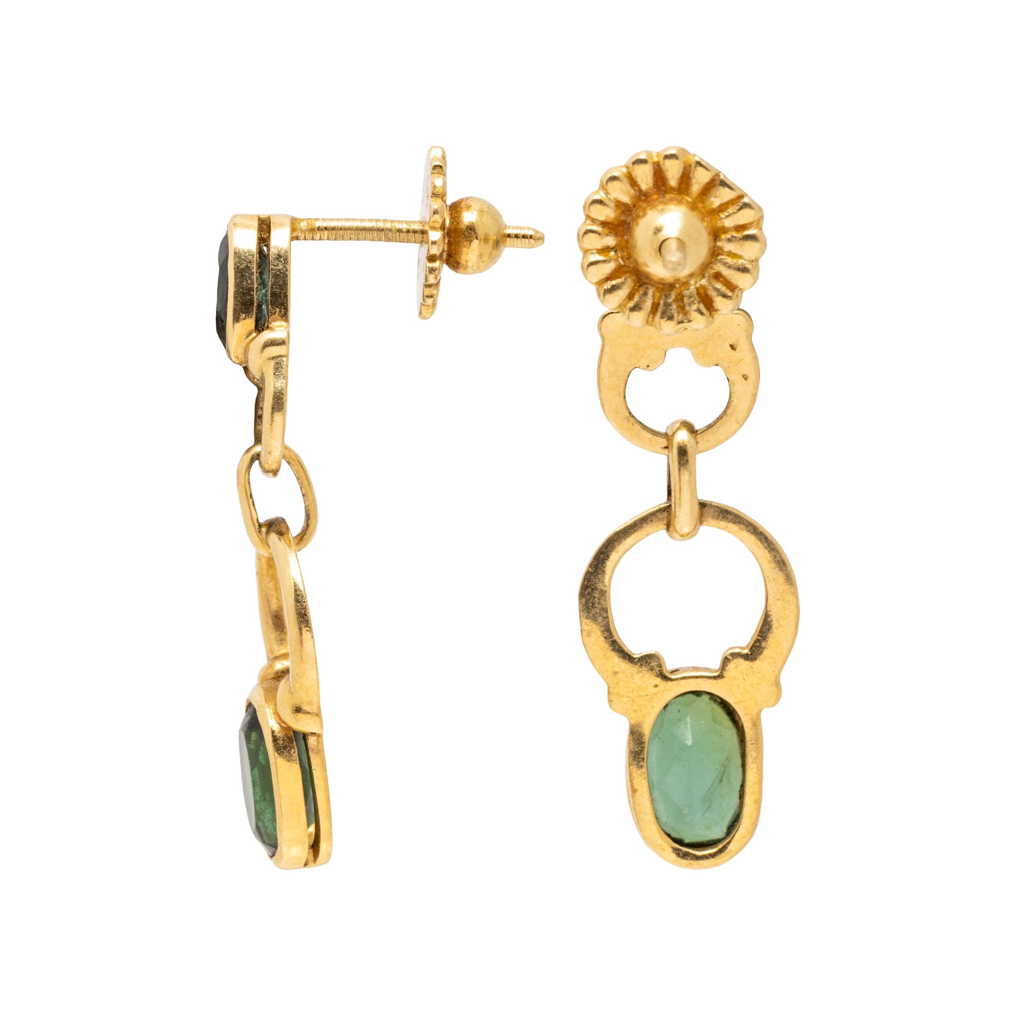 COLLECTION OF YELLOW GOLD, GARNET AND TOURMALINE EARRINGS