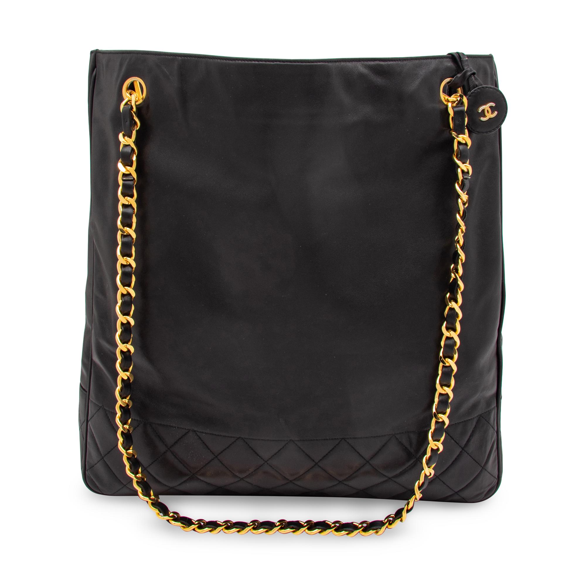 Chanel, Large Black Leather Tote