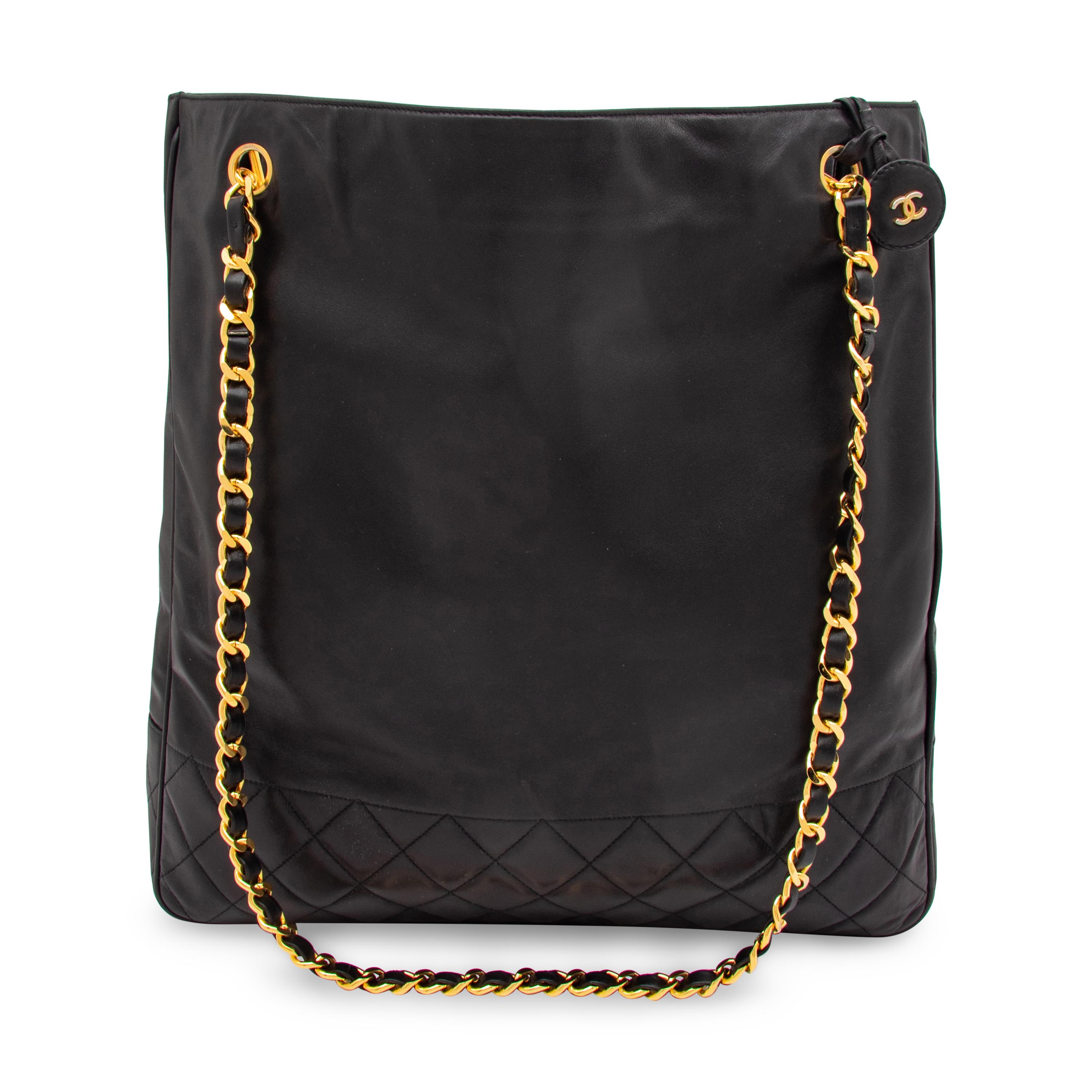 Chanel, Large Black Leather Tote