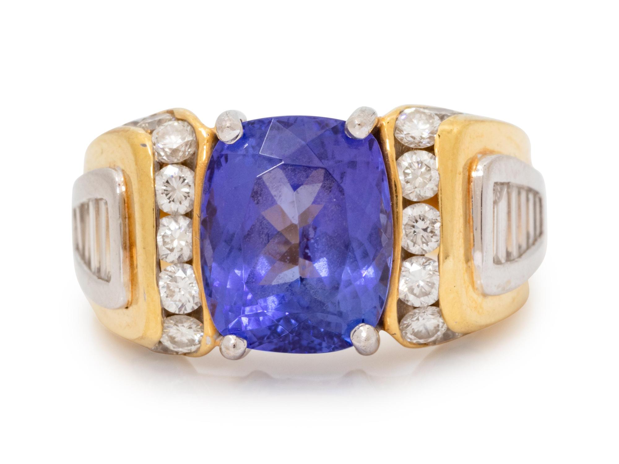 An 18 Karat Bicolor Gold, Tanzanite and Diamond Ring,