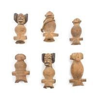 Six Chokwe Wood Whistles Height of largest example 3 3/8 inches. — FIRST QUARTER 20TH CENTURY