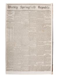 [CIVIL WAR]. Cincinnati Daily Gazette . 318 issues in 2 bound volumes. [ With :] Springfield Weekly Republic . 122 issues. Springfield, OH, 1864-1865. and Lancaster Gazette . 95 issues. Lancaster, OH, 1866-1867.