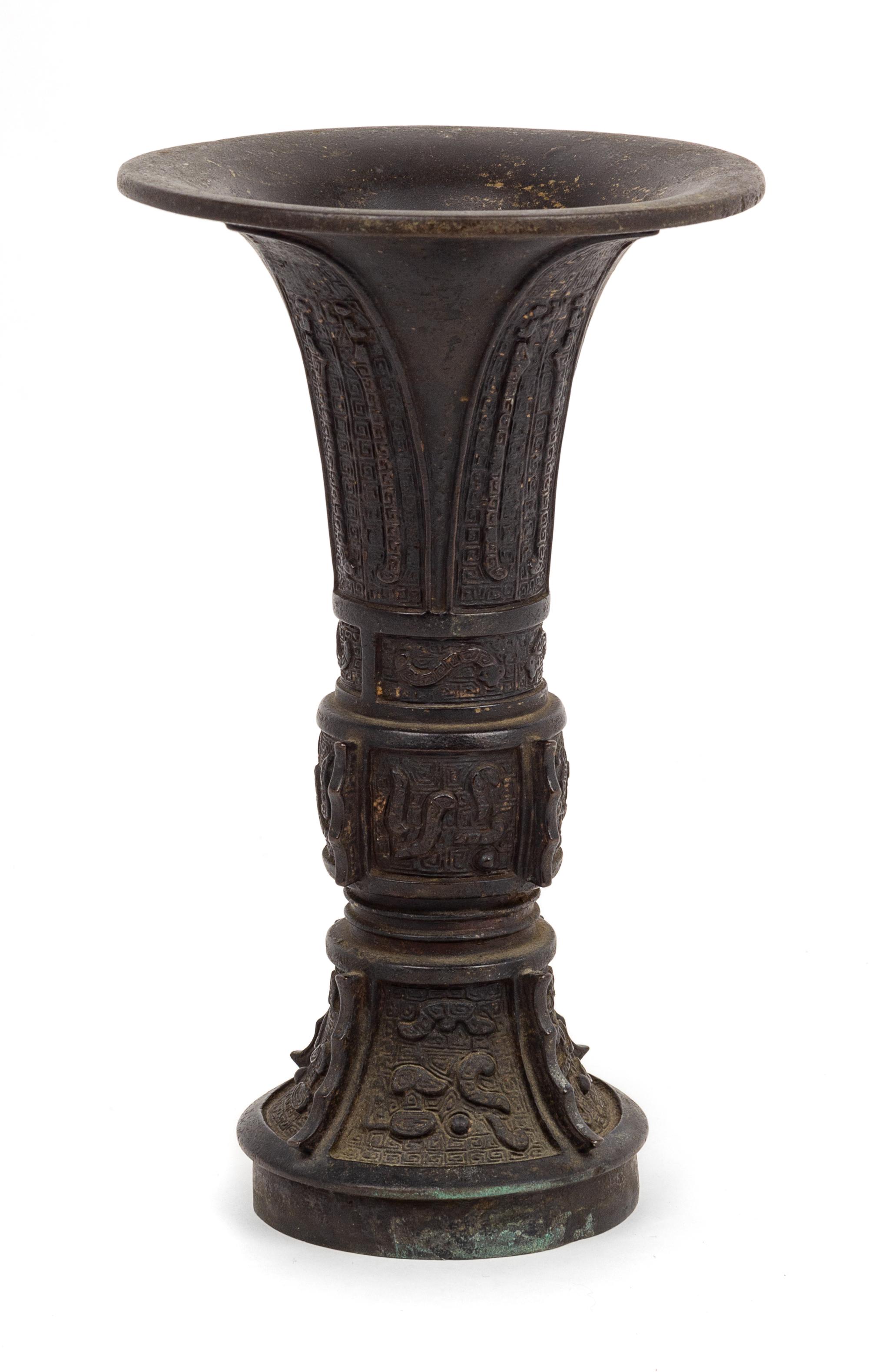 A Chinese Bronze Gu Vase