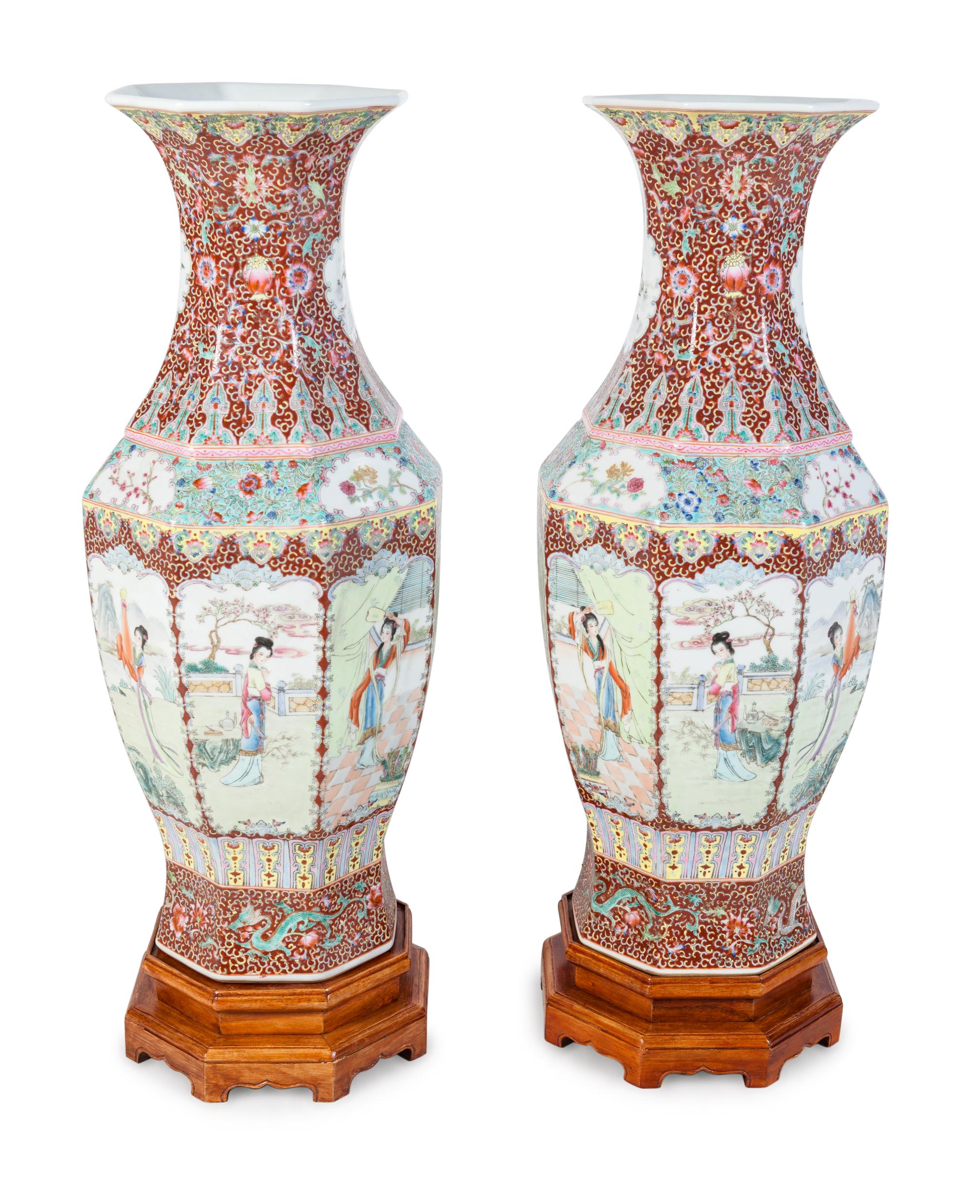 A Pair of Chinese Export Enameled Porcelain Vases