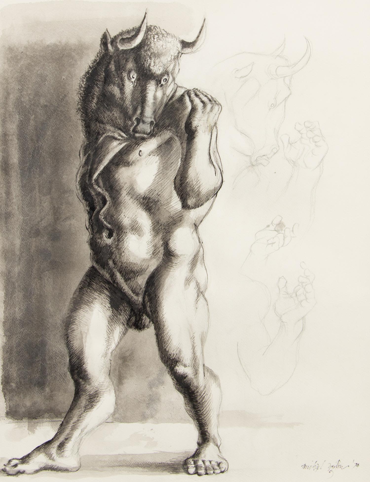 Michael Ayrton, (British, 1921-1975), Minotaur Erect, 1974