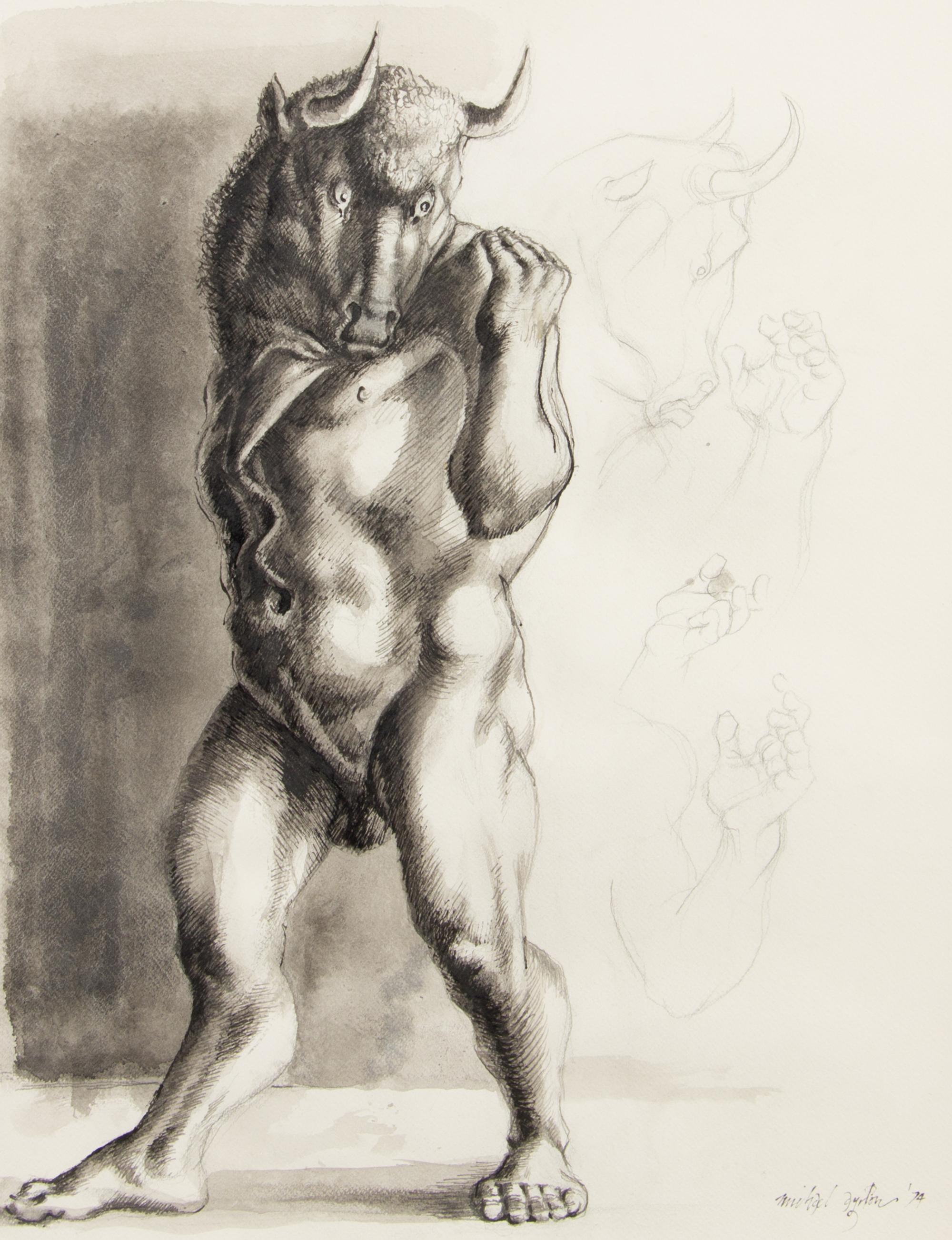 Michael Ayrton, (British, 1921-1975), Minotaur Erect, 1974