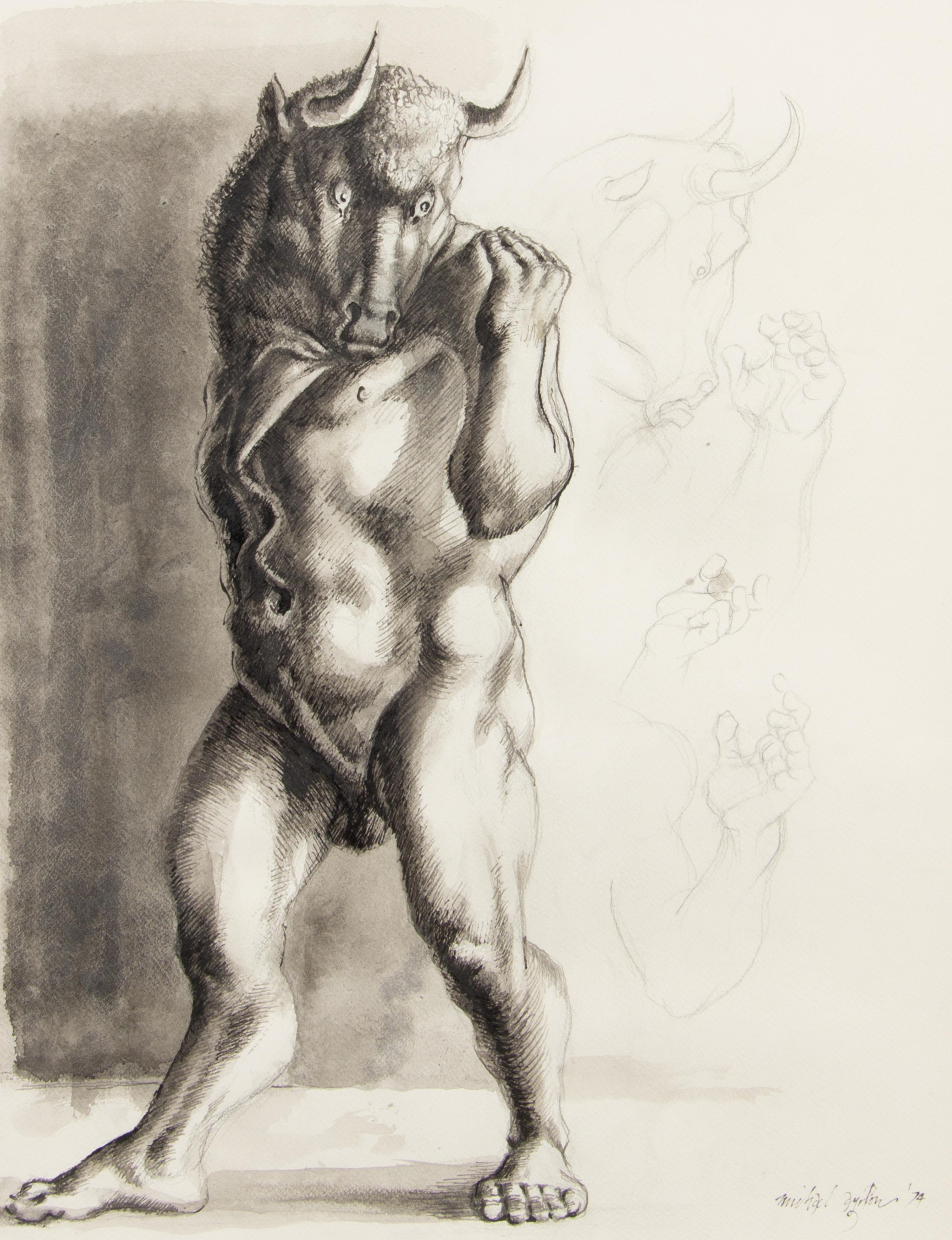 Michael Ayrton, (British, 1921-1975), Minotaur Erect, 1974