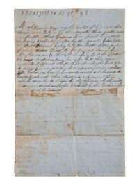 [SHIPWRECK]. Manuscript letter describing a shipwreck involving the barque Caroline . Ca 1830s.