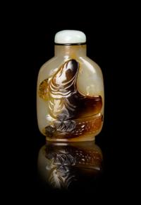 A Carved Agate Snuff Bottle Height 2 3/4 inches. — QIANLONG PERIOD (1736-1795)