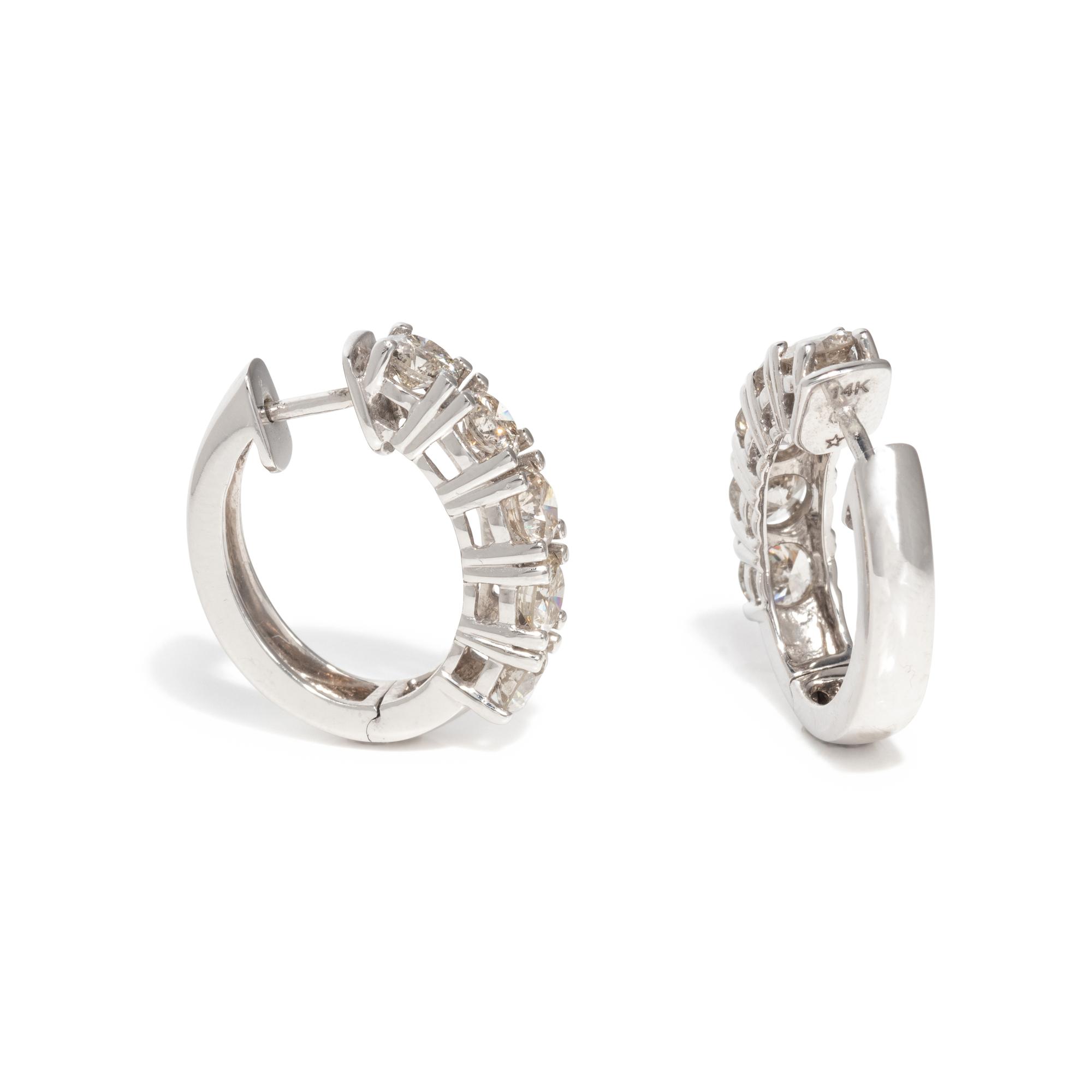 DIAMOND AND WHITE GOLD HOOP EARRINGS