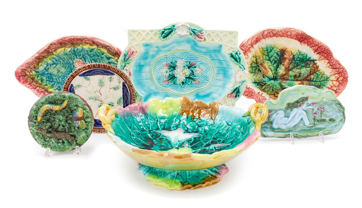 A Group of Majolica Table Articles Diameter of largest 9 inches. — 19TH CENTURY AND LATER