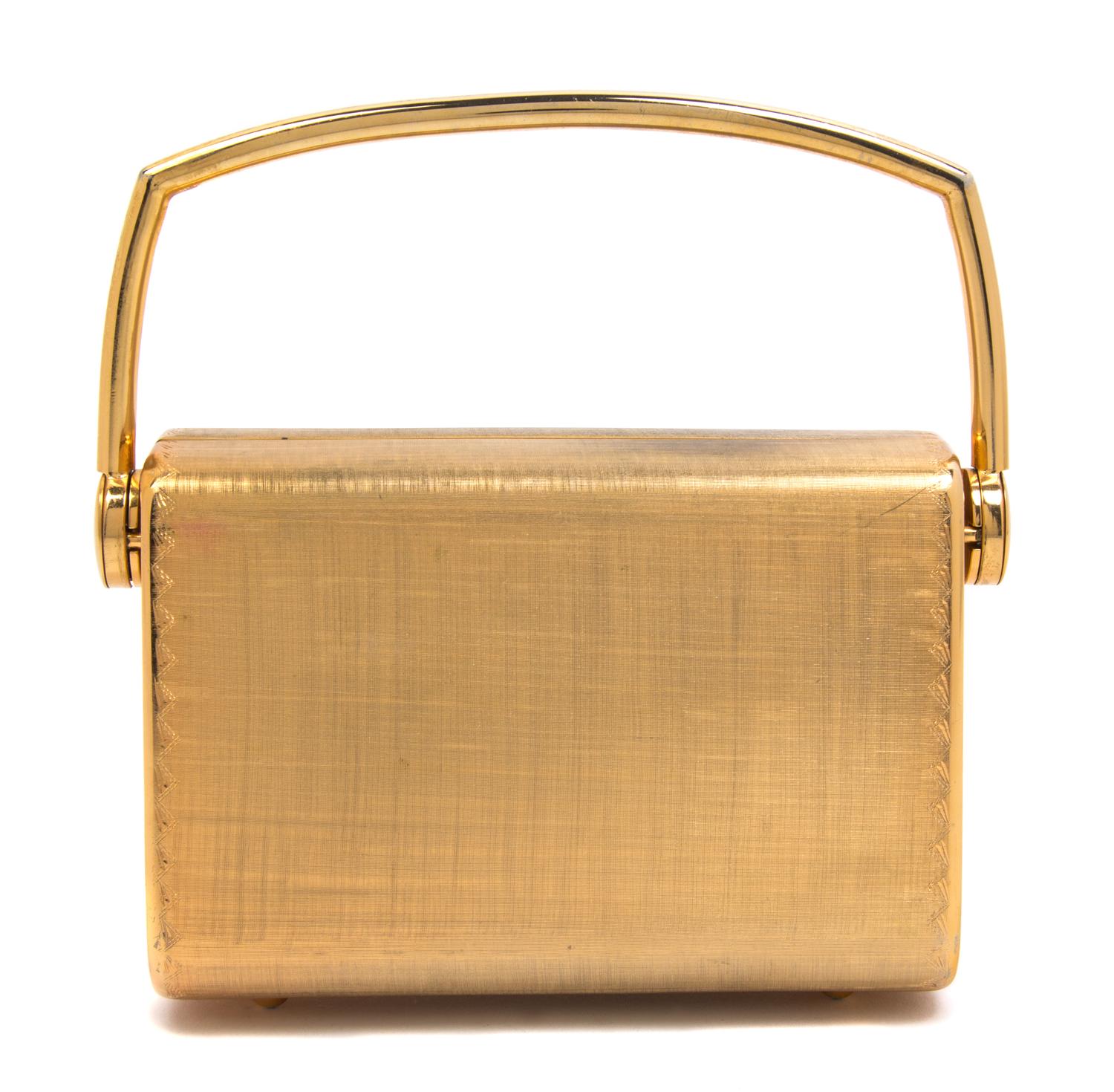 A Rodo Gold Hard Sided Evening Bag, 5.5" x 4" x 2".