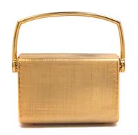 A Rodo Gold Hard Sided Evening Bag, 5.5" x 4" x 2".